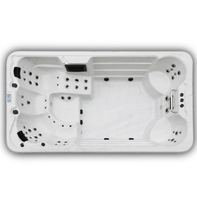 4 Meters Acrylic White Endless Swimming Spa Pool Combo Hot Tub With 6 Seats