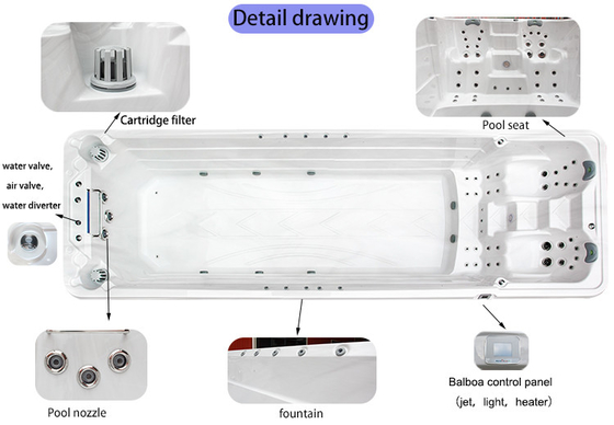 Acrylic Spa Tub Hydropool Swimspa Hot Massage Tube With High Flow Jets For Home Spa Outdoor Relaxation