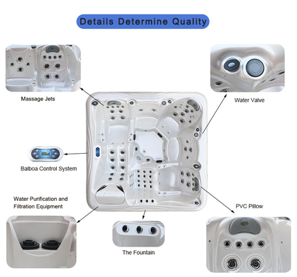 White Marble 1300L Outdoor Spa Hot Tub Acrylic Spa Bathtubs Whirlpool Balboa System