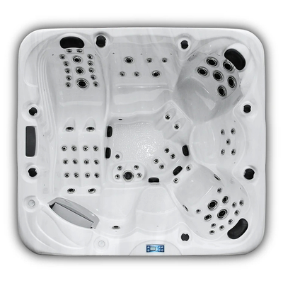 E-152S 5 Personals Luxury Freestanding Hot Tub For Backyard White Marble Pure White Midnight Ocean Blue