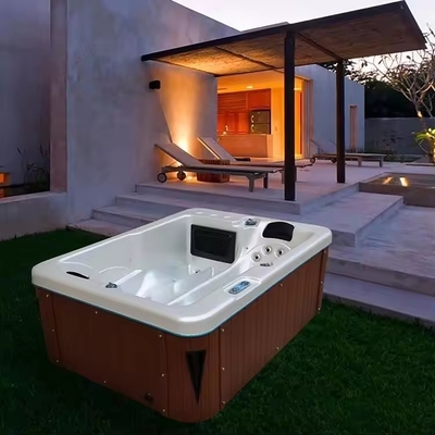 Garden Hot Tubs With 2 Lounges For Family Outdoor Massage Spa Pools Freestanding bathtubs with led lights