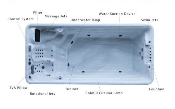 Luxury Endless Swimming Pool For Garden Whirlpool Spa Tubs With Air Jets Swim Spa For Outdoor