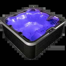 Half Sunken Simple Modern 8 Person SPA Whirlpool Bathtub In White Marble
