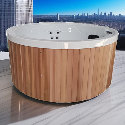 Red Cedar Wood Sauna Hot Tub Whirlpool Massage Outdoor Spa Round Bathtub