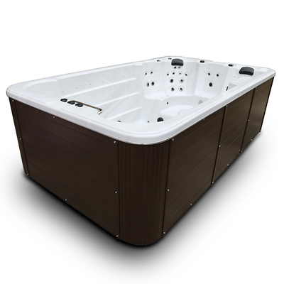 4 Meters Acrylic White Endless Swimming Spa Pool Combo Hot Tub With 6 Seats