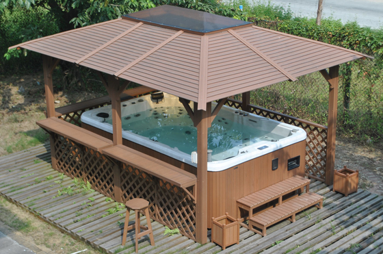 4.8 Meters Acrylic Swimming Pool Outdoor Swim Spa With 2 Seats Hot Tub
